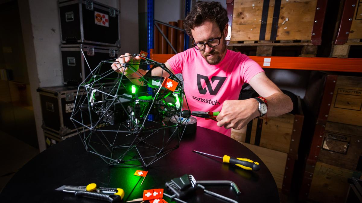 Engineer fixing a drone